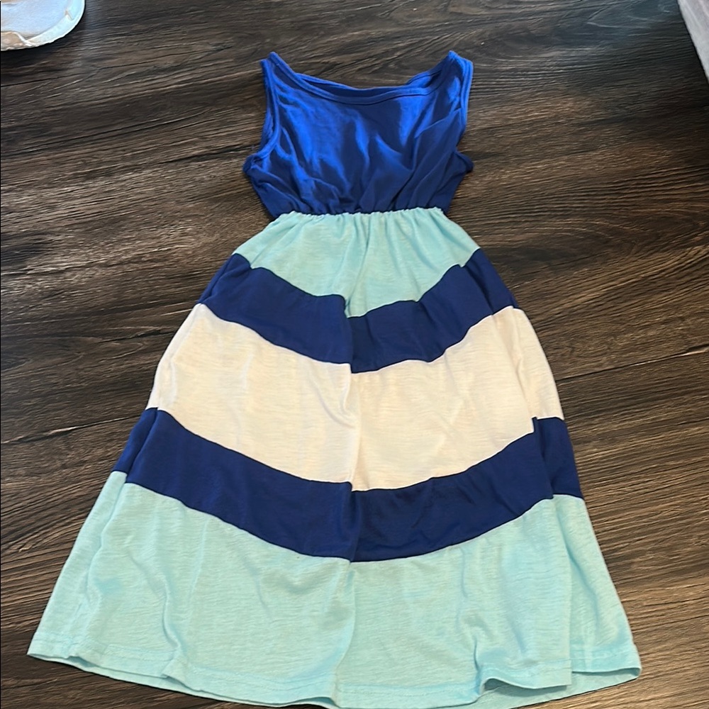 Blue and White Striped Kids Dress